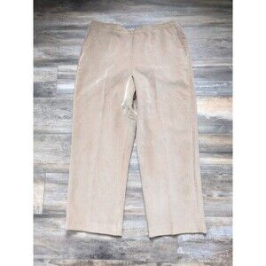 Alfred Dunner Corduroy Pants Women's Size 16 Beige Pull On Elastic Waist Pockets